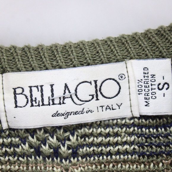 Vintage Bellagio Sweater Mens Brown Pullover Geometric Pattern Knit Italy 90s - Picture 7 of 10